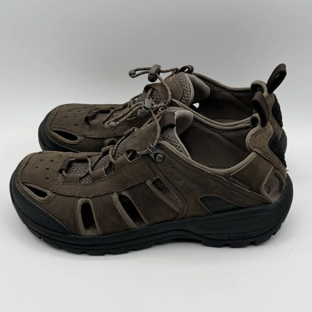 Teva Kimtah‎ Waterproof Leather Sandals Mens 8 Collapsible Heal Hiking Fishing